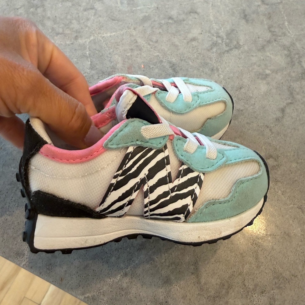 Kids Mint & Pink Zebra Accent new balance Athletic Sneakers